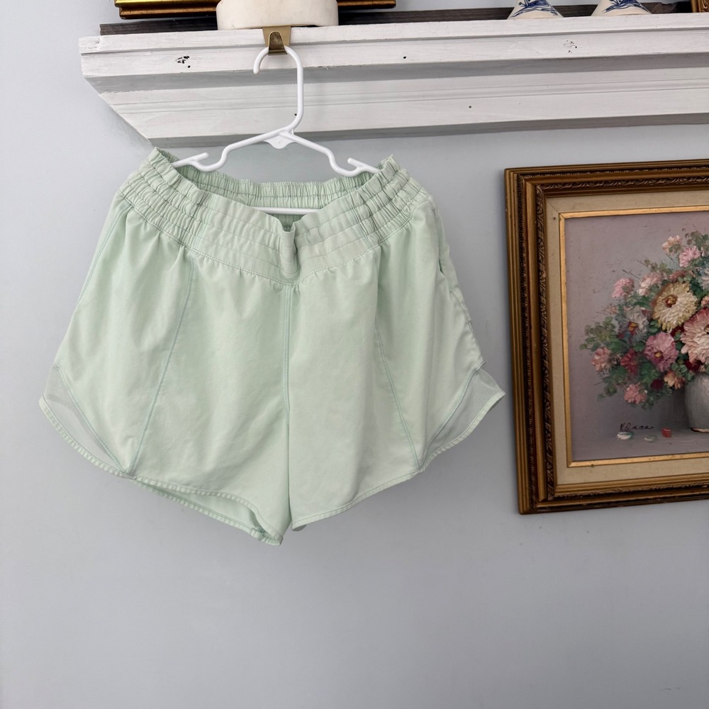 Lululemon Hotty Hot Short High-Rise Long 4" Shorts in Mint Moment Green Athletic